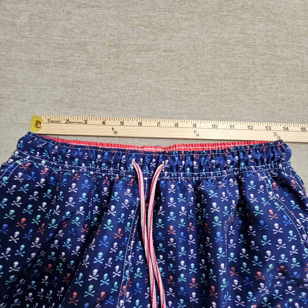 Peter Millar Seaside Collection Swim Trunks Mens Medium Navy Skull Crossbones 8